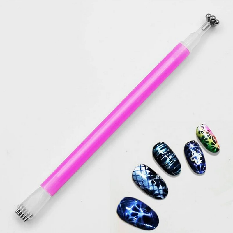 1 шт., волшебная 3D Магнитная палочка для ногтей с двойной головкой, волшебная палочка для дизайна ногтей, цветок, кошачий глаз, магнитная ручка, волшебная палочка