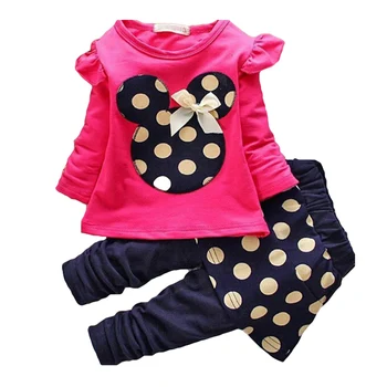 

2019 Children Clothing Set Mickey Cartoon Girls Tshirts Tops +Pants Children Sport Sets baby clothes1-5Y