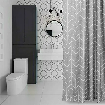 

Modern Luxury Geometric Shower Curtain Bath Bathroom Curtains Hooks Waterproof With Hooks Water Splash Resistant Easy to install