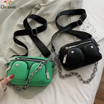

DORANMI Punk Style Small Flap Bags For Women 2020 Chain Strap Crossbody Bag Female Messenger Multi-pocket Bags Bolsos Mujer G723