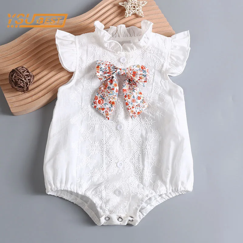 

Lace Collar Newborn Baby Girl Sleeveless Pure Color Rompers Toddler Jumpsuit Summer Infant Baby Girls Children Outfit Rompers