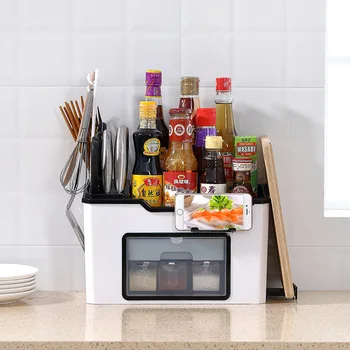 

Large-scale Spice storage rack Kitchen Rack Seasoning Box Seasoning Can Bottle Set Combination Knife Holder Kitchen Accessories