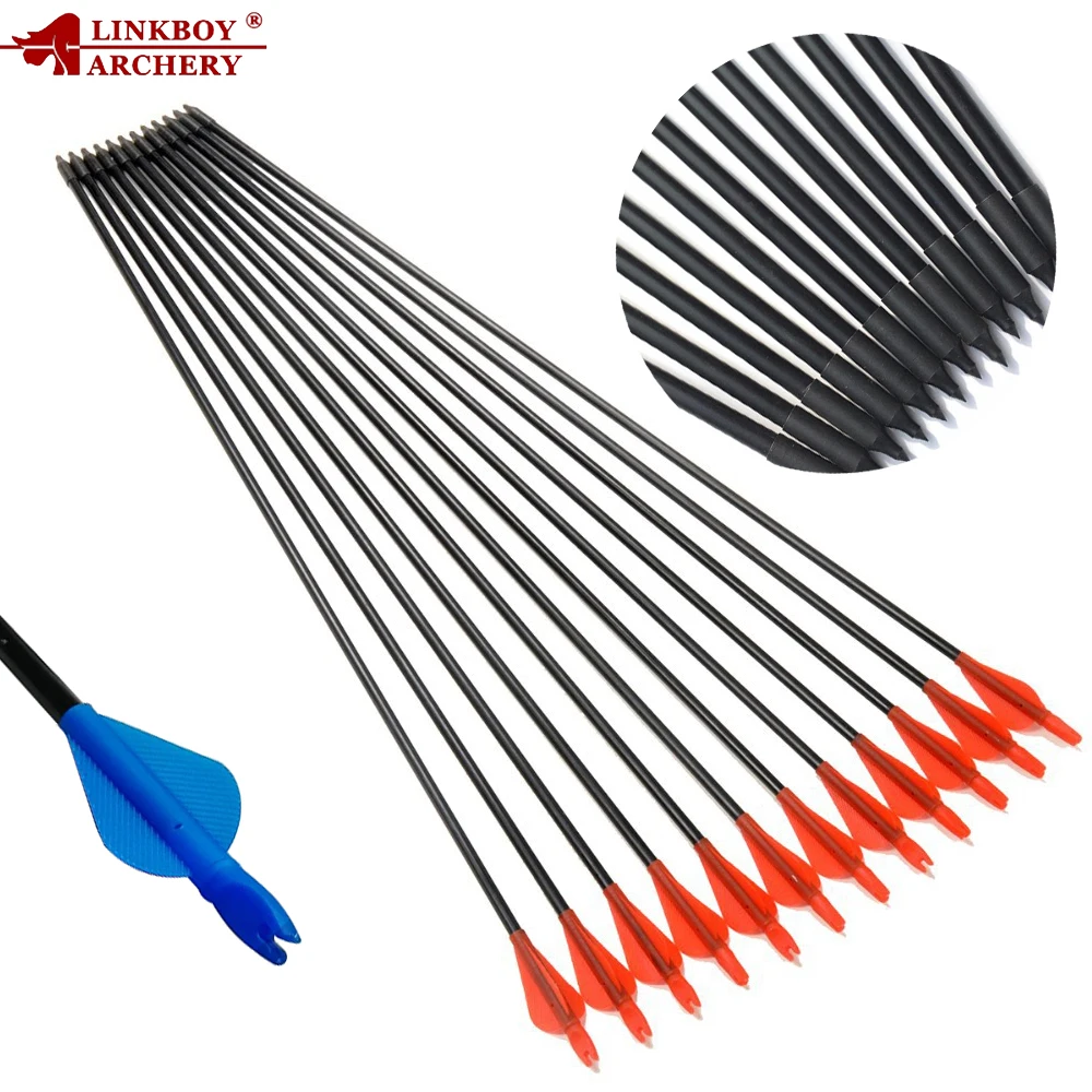 612PcsLinkboyArcheryFiberglassArrowGluedinPointsVanesNocks