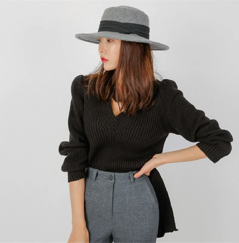 solid lace up sweater pullover v neck long sleeve casual knitted clothing autumn winter elastic warm knit pullovers P501 solid lace up sweater pullover v neck long sleeve casual knitted clothing autumn winter elastic warm knit pullovers P501