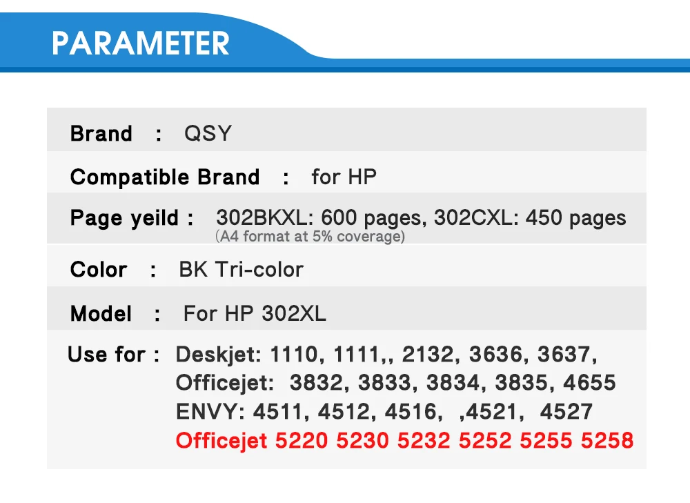 CMYK Supplies 302XL сменный картридж для принтера для hp 302 hp 302 XL чернильный картридж с чернилами hp Deskjet 1110 1111 1112 2130 2131 принтер