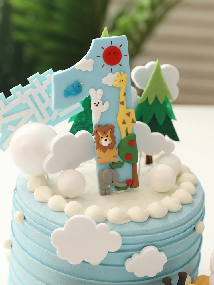 Animal Train 1 Cake Topper Kids 1st Birthday Party Decoration Boy Prince One Year Old First Birthday Cupcake Cake Toppers Cake Decorating Supplies Aliexpress