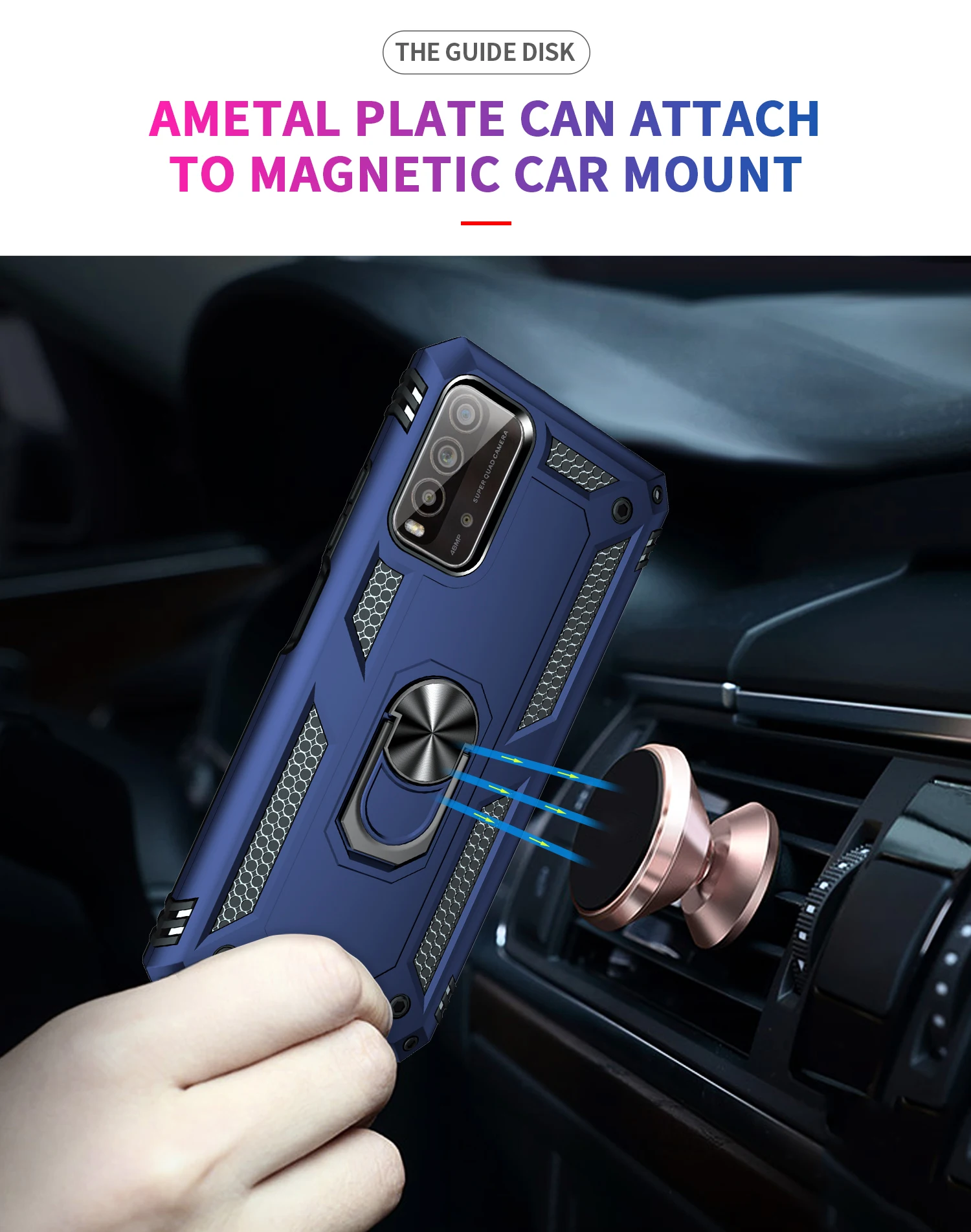 Car Magnetic Metal Finger Ring Holder Armor Shockproof Case For