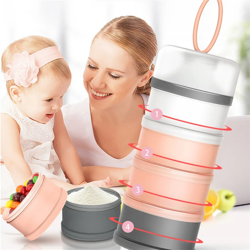Baby Milk Powder Dispenser Non-Spill Smart Stackable Baby Feeding Travel Storage Container 4Compartments baby food storage containers baby milk powder dispenser