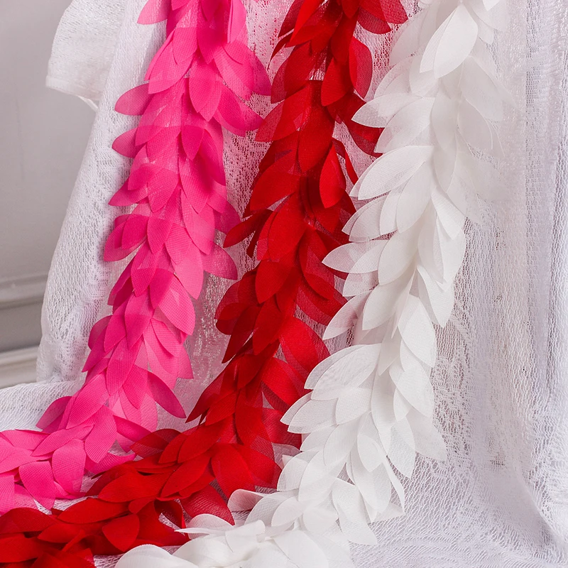 2yards chiffon leaf lace trim chiffon strip 14 colors 3D Chiffon DIY 12cm Width lace trim ribbon XF11 lace ribbon lace fabric lace sewing accessories lace sewing supplies lace accessories lace garment accessories clothing accessories lace decoration clothing craft accessories chiffon fabric