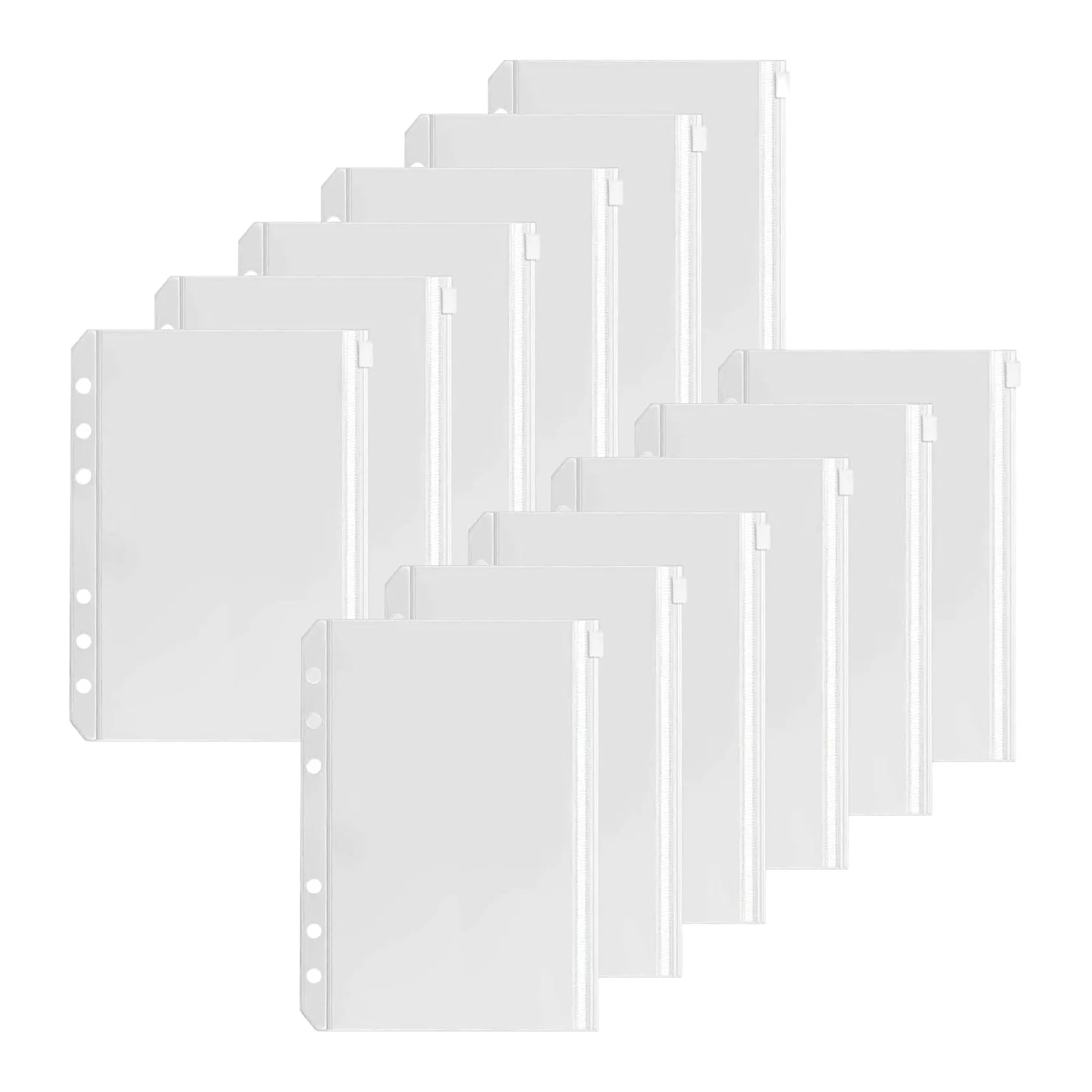 12 Pcs A5 Binder Pockets Binder Zipper Folders for 6 Ring Notebook