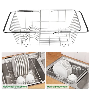 

Dishwashing Liquid Drainer Rack Expandable Stainless Steel Dish Rack Drain Basket Dish Drainer Faucet Storage Rack Drain Basket