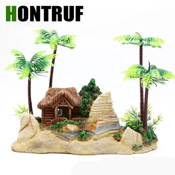 

Aquarium Landscaping Decoration Simulation Resin Rockery Coconut House Aquarium Landscaping Decoration Tropical Style Ornaments