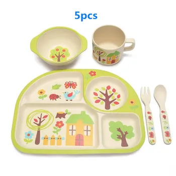 

Plate for Kids with Bamboo Fiber Baby Cup Bowl Free Feeding Baby Tableware Children Dining Dishes