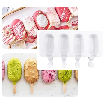 

4 Large Silicone Ice Cream Molds, Home Ice Popsicle Molds, Fruit Ice Cream Molds, Desserts, Freezers, Stick Ice Cream Molds
