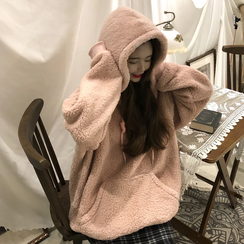 WHITNEY WANG осень зима модная уличная однотонная флисовая футболка с капюшоном женские толстовки свободный пуловер