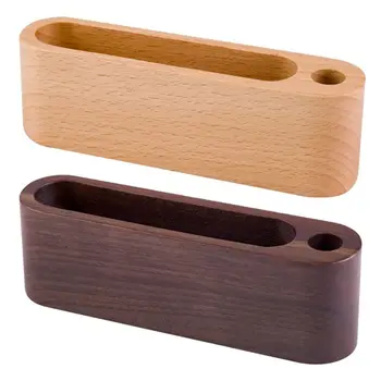 

Black Walnut Beech Wood ID Name Cards Stand Office Desk Wooden Business Card Holder Organizer Pen Storage Box