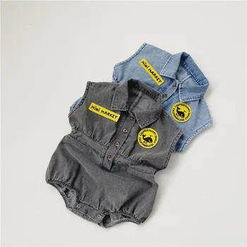 

2020 Summer Baby All-match Casual Sleeveless Denim Bodysuits