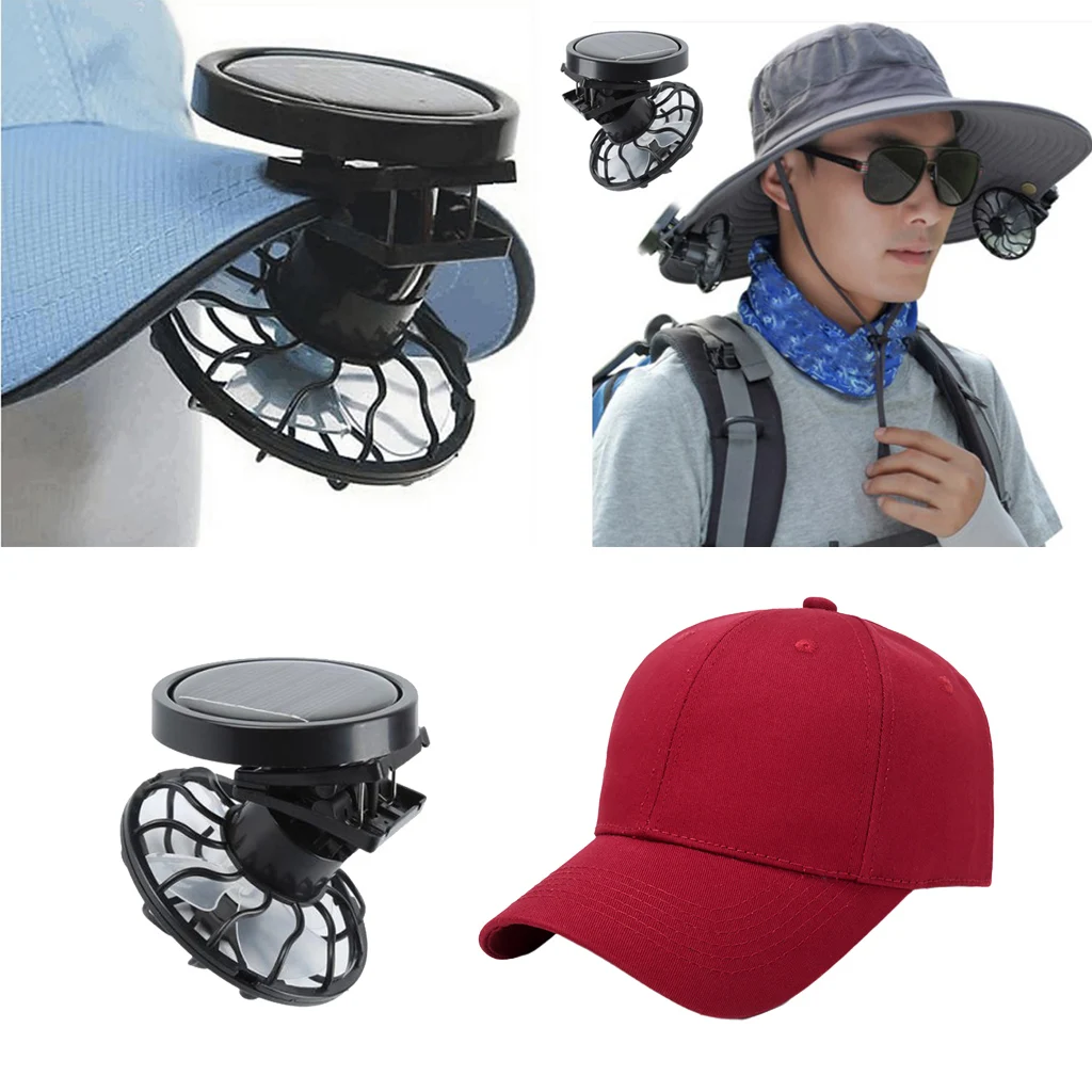 Clip-on Hat Mini Solar Powered Fan with Cap for Camping Fishing Portable B Clip-on Hat Mini Solar Powered Fan with Cap for Camping Fishing Portable B