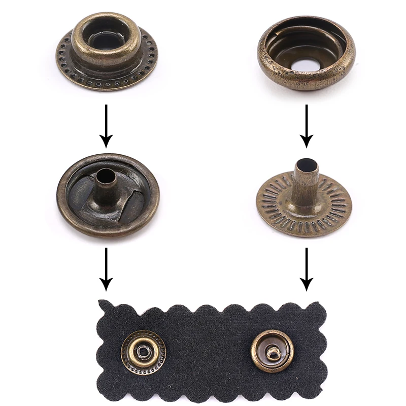 Wholesale 100sets/lot 15mm #484/831 Four Part Brass Metal Button Spring Snap  Button Snap Fasteners Silver, Bronze, Black Fp-003 - Buttons - AliExpress