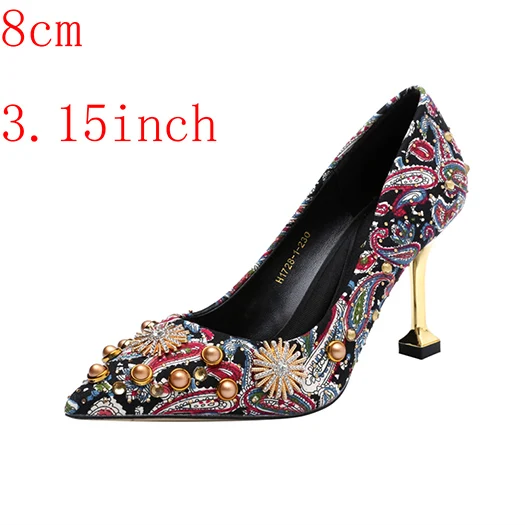 Jewel Stud Crystal High Heels White 