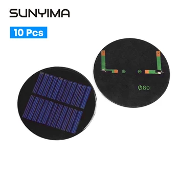 

SUNYIMA 10Pcs 5.5V 0.08A Polycrystalline Solar Panels 80mm Mini Solar Cells for Solar Toy DIY Battery Charger Sun Power Cell