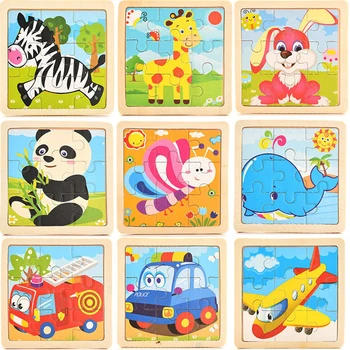 

17 Styles Development Learning Color Shape Baby Toys 3D Wooden Puzzle Cartoon Educational Kids Toy