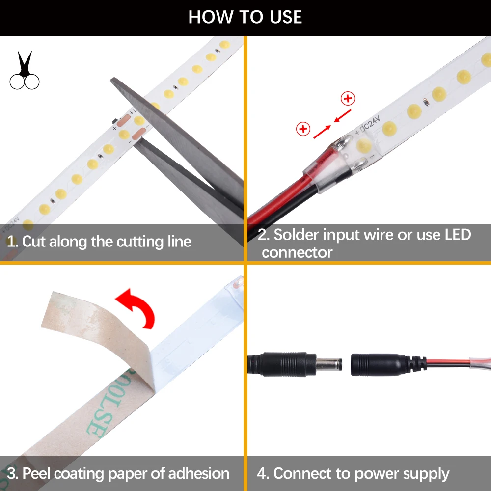 Dot COB LED Strip Light 8mm 160 leds/m High Density DC12V 24V Flexible tape  Dimmable Strip Light Linear Ribbon 3000K 4000K 6000K|LED Strips| -  AliExpress
