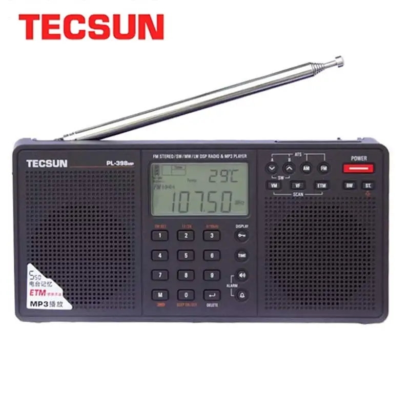 Tecsun PL-398MP портативное радио 2,2 ''Полнодиапазонный цифровой тюнинговый стерео FM/AM/SW радио приемник MP3 плеер интернет fm-радио