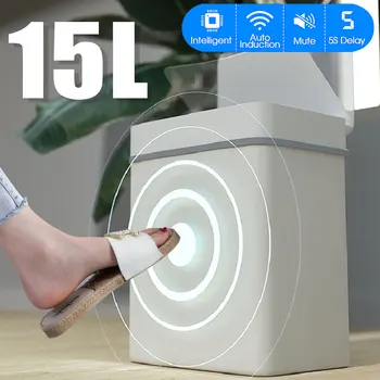 

Intelligent Automatic Induction Electric Rubbish Trash Can Kick Smart Infrared Motion Sensor Waste Bins Ashbin Battery Version