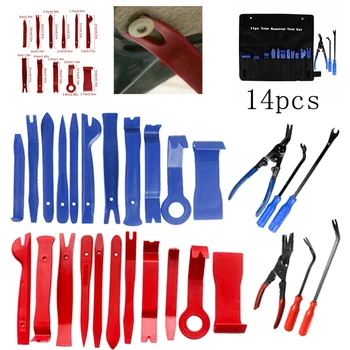 

14pcs Car Trim Removal Tools Set Auto Panel Dash Audio Radio Removal Installer Repair Pry Tool Fastener Removal with Storage Bag