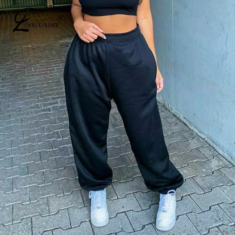 Для женщин Повседневное Jogger однотонные Спортивные штаны/Для Высокая Талия Брюки