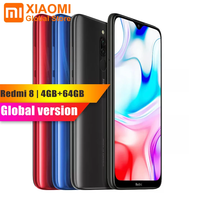  Original New Global Version Xiaomi Redmi 8 4GB RAM 64GB ROM 6.21“ Mobile Phone Snapdragon 439 Octa 