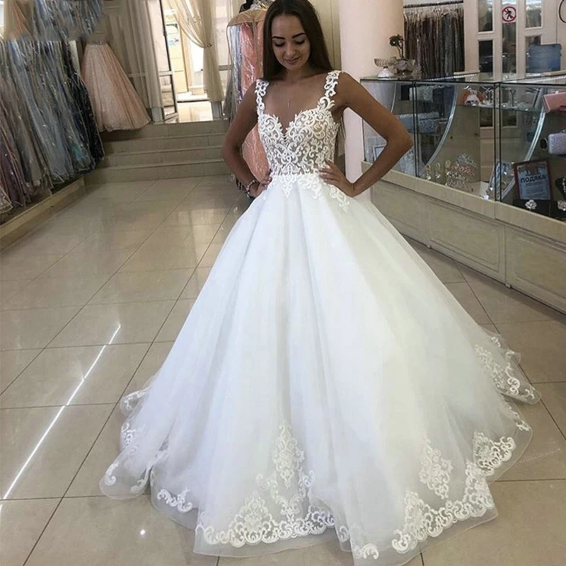 

LORIE A Line Wedding Dress 2019 Cap Sleeve Appliqued Lace Boho Bride Dress For Girl Lace Up Back Wedding Gown vestidos
