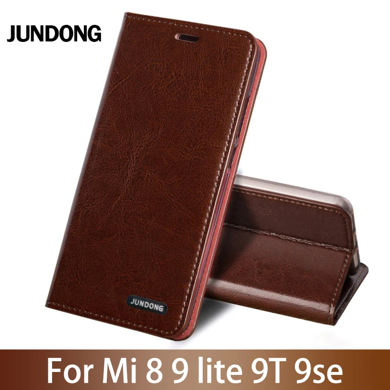 

Flip Phone Case For Xiaomi Mi 5s Plus 6 8 9 lite 9se 9T Pro Case Oil wax skin Card slots Cover