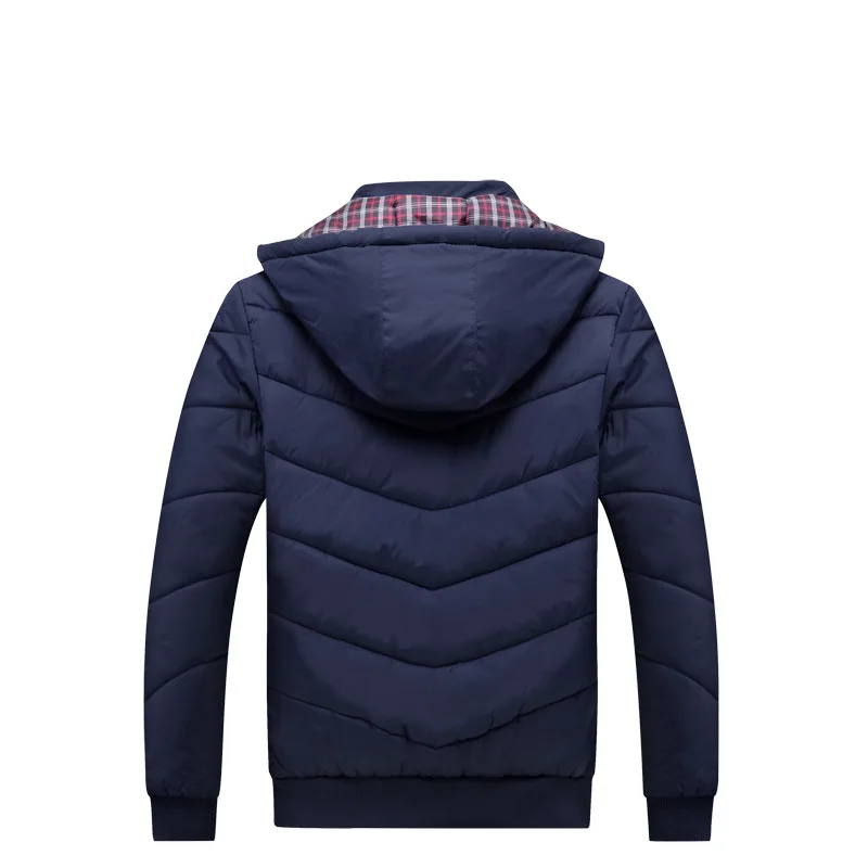 Cotton-padded Clothes Men's Slim Fit Winter Hooded Men's Large Size Solid Color Thick down Feather Cotton-padded Clothes Su
