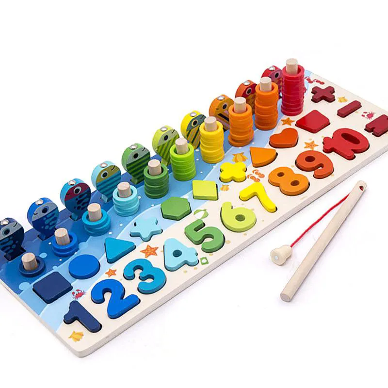 New Cognition Match Preschool Wooden Montessori Toys Count Geometric Shape Math Board Early Education Teaching Mathematical Toy