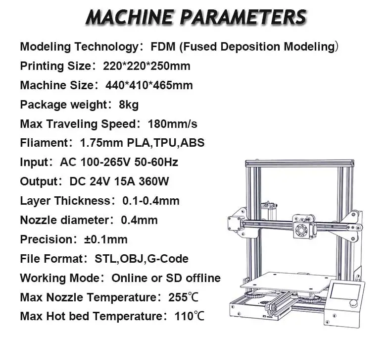 CREALITY 3D Printer Ender-3/3Pro/Ender 3 V2 FDM Printer Smart Filament Sensor Self-assemble Printer Kit 3d printer designs