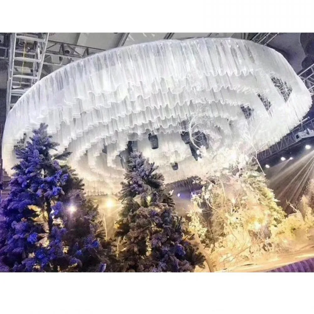 

Свадебные драпировки разноцветный Тюль DIY, потолочные юбки, украшение для сцены, Т-станция, плавающие створки, Свадебный потолок, пряжа, фон