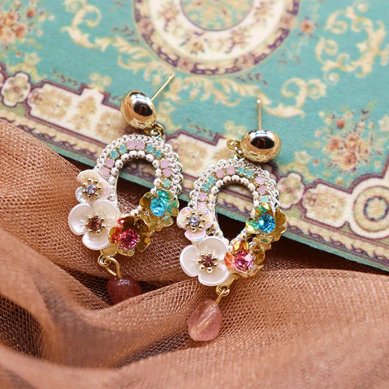 MENGJIQIAO новые винтажные Богемские серьги-капли ручной работы Mujer Moda массивные элегантные в виде ракушки Цветочные праздничные ювелирные изделия Pendientes