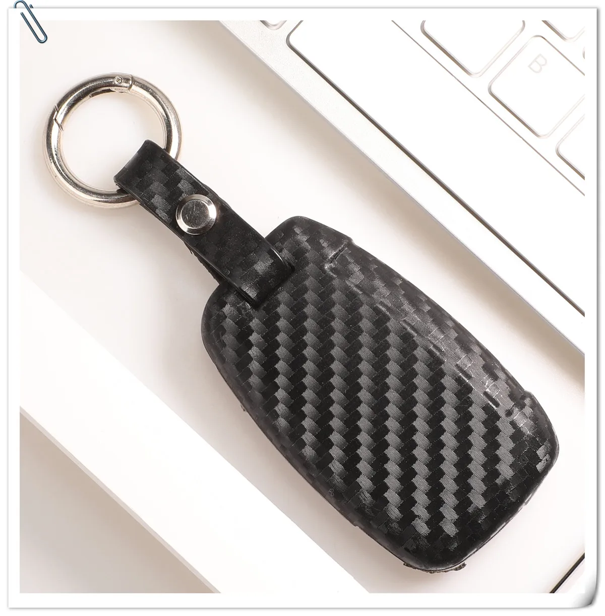 Keyforkess custodia protettiva per chiave in fibra di Silicone per Hyundai Elantra Solaris 2016-2019 3/4 pulsanti pieghevole custodia in carbonio chiave a distanza - H1b9ccbb7963c486795928fec932ad2d2z