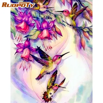 

RUOPOTY Picture By Numbers Kits For Adults Children 60x75cm HandPainted Diy Gift Wall Decor Flower Artcraft Acrylic Pigment Artw