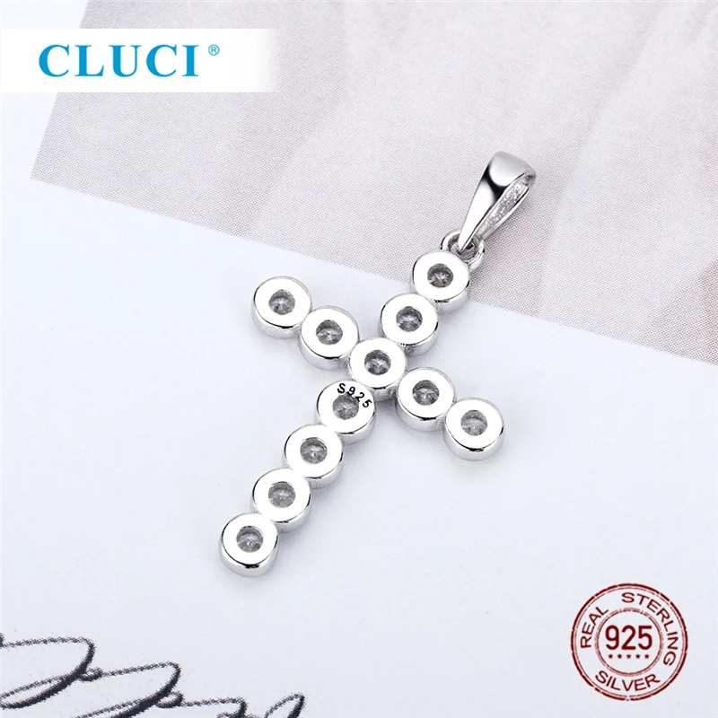 CLUCI, простая религия, крестообразная подвеска, подвеска, полная, с цирконами, 925 пробы, серебро, для женщин, крест, ювелирное изделие