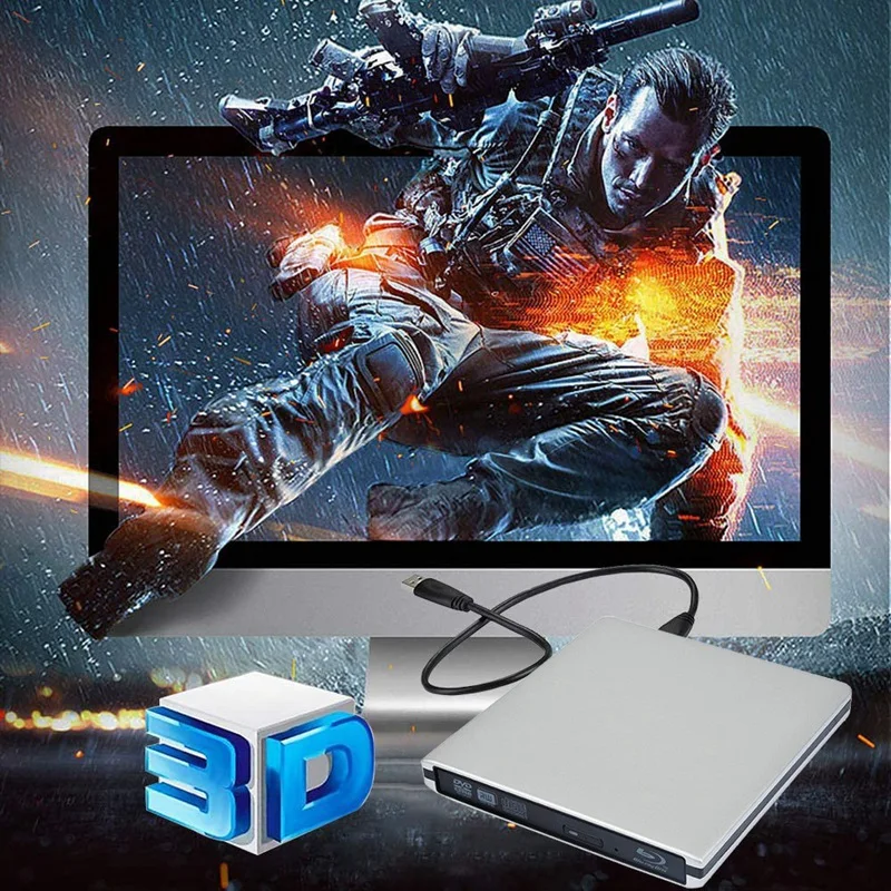 External Blu Ray DVD Drive 3D USB 3.0 Portable
