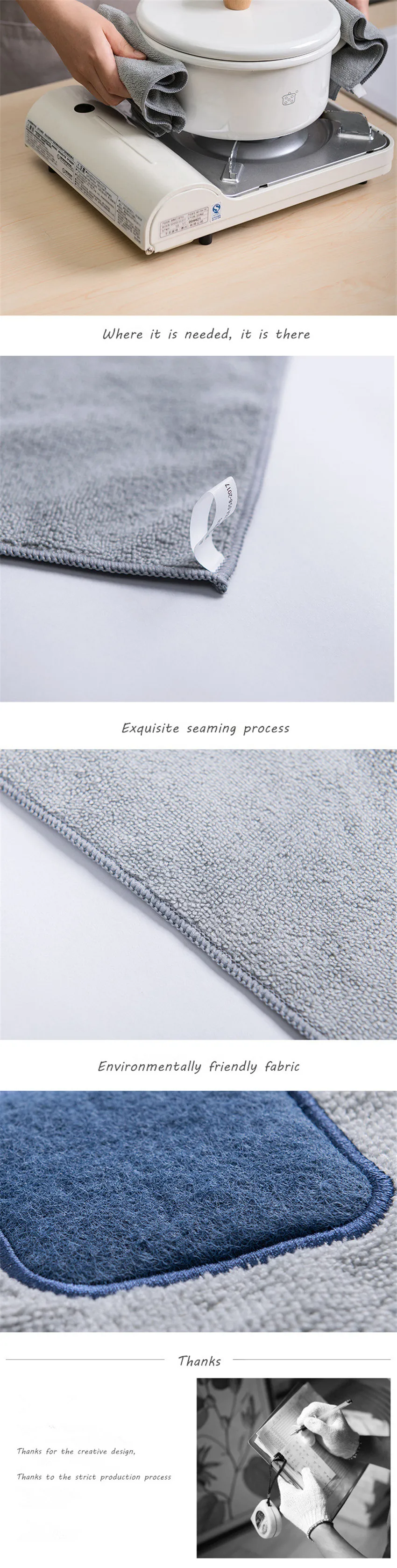 2pcs High quality Kitchen towels Microfiber rag magic Cleaning Cloth Super absorbent Dishcloth for Home cooking cleaning cloth