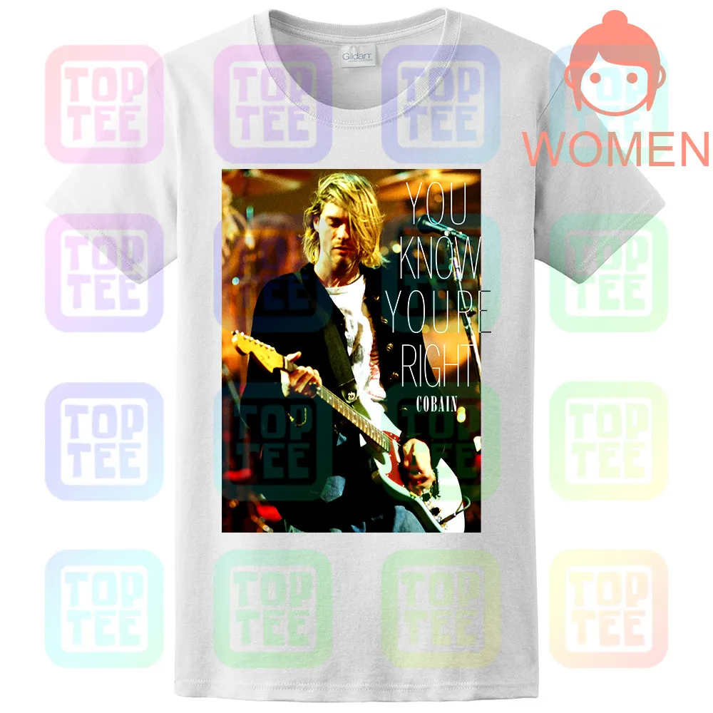 Курт Кобейн право лицензированных Nirvana футболка в Utero Nevermind мужчин - Цвет: WOMEN-WHITE