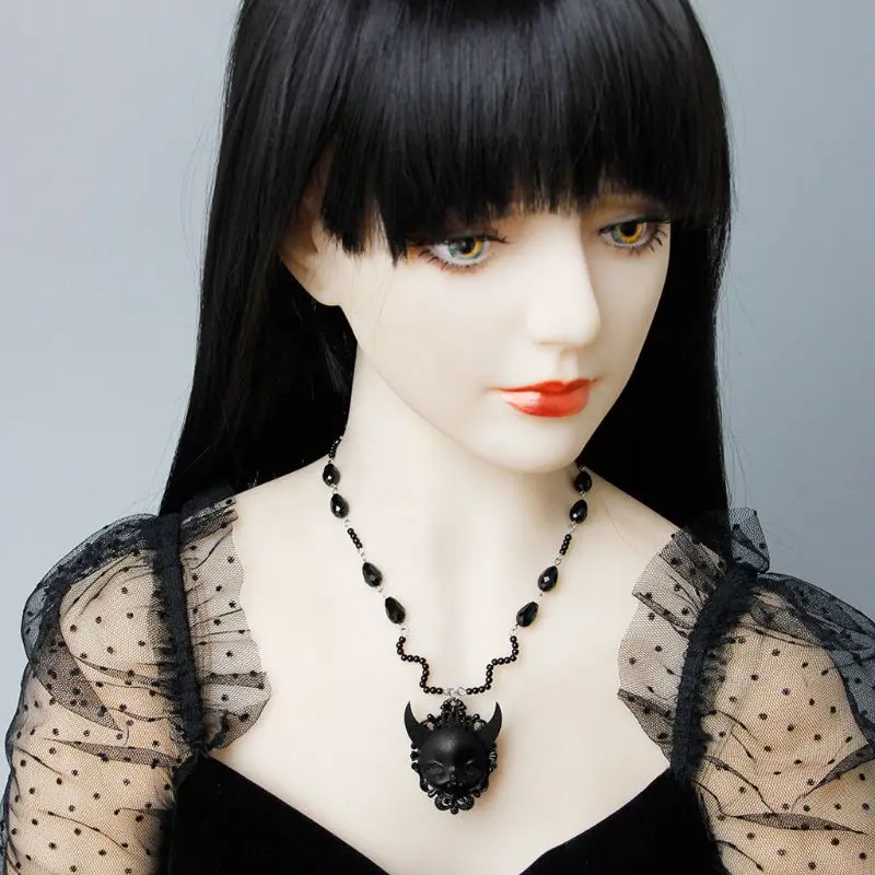 Black Devil Death Lolita Babys Dolls Pendant Necklace Witch Halloween Costume Cosplay Gothic Jewelry Women | Украшения и