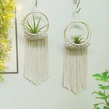 Macrame Hanging Planter Indoor for Air Plant Tillandsia Small Plants Bohemian Home Decorative Room Decor Garden Indoor Jungle