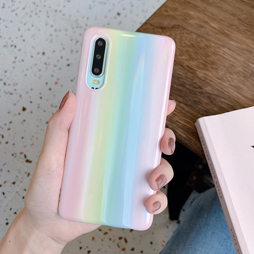 Чехол LOVECOM для телефона Huawei P40 Pro P30 P20 Mate 20 30 Nova 5 роскошный мягкий чехол с радужным