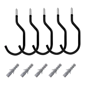 

5 Pack Heavy Duty Bike Storage Garage Hooks Set, Basement Tool Shop Wall and Ceiling Mount Bicycle Hang Garden Hose