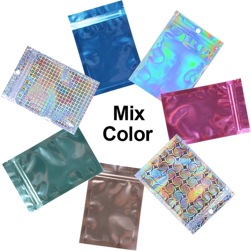 최신 100/50 개 도매 핑크 골드 블루 Holigraphic 3D 가짜 속눈썹 포장 가방 보석 선물 속눈썹 Baggies 상자 2